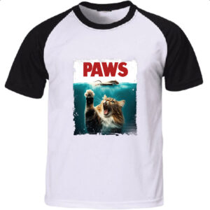 Camiseta Raglan Gato parodia tubarao