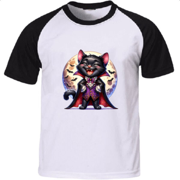 Camiseta Raglan Gato vampiro
