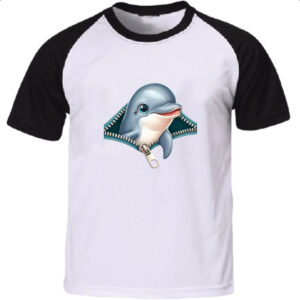 Camiseta Raglan Golfinho no ziper