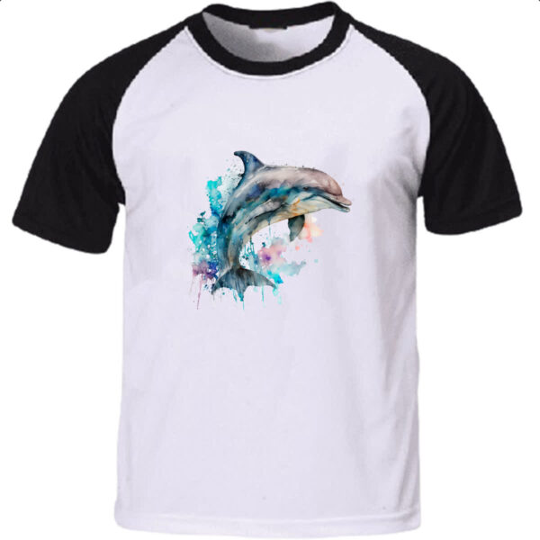 Camiseta Raglan Golphinho aquarela 01