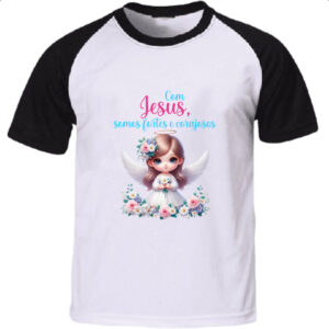 Camiseta Raglan Anjo com Jesus