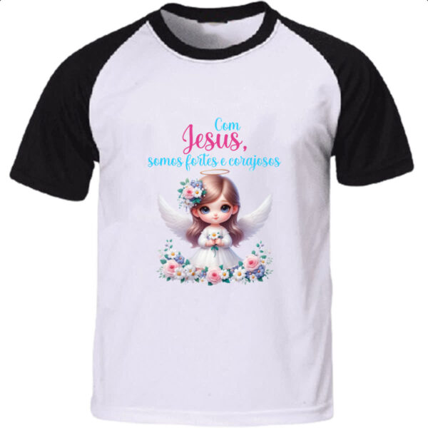 Camiseta Raglan Anjo com Jesus