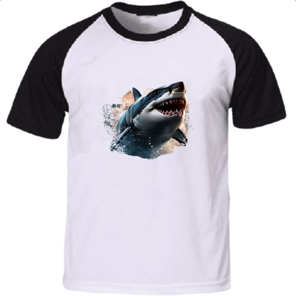 Camiseta Raglan Grande Tubarao Branco