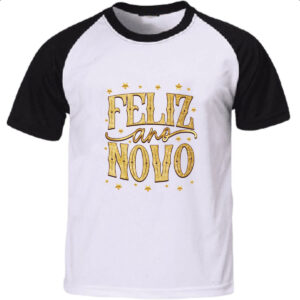 Camiseta Raglan Ano Novo Feliz Estrelas