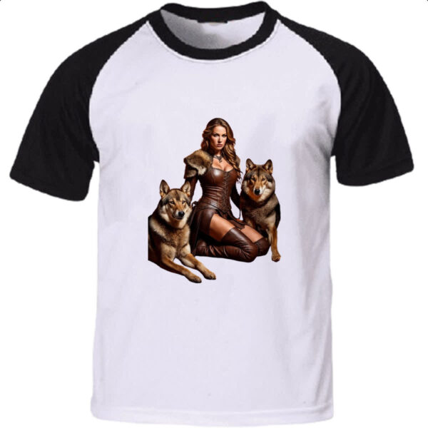 Camiseta Raglan Guerreira com lobos