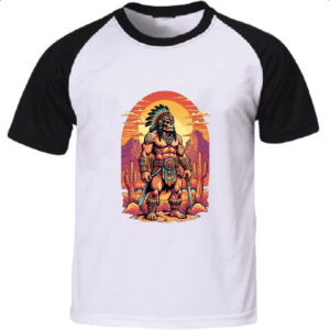 Camiseta Raglan Guerreiro Skull Indio Americano