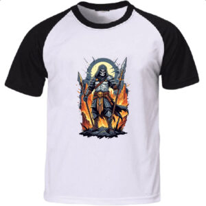Camiseta Raglan Guerreiro Skull Medieval