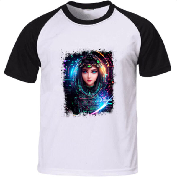 Camiseta Raglan Inteligengia Artificial Mulher Holografica