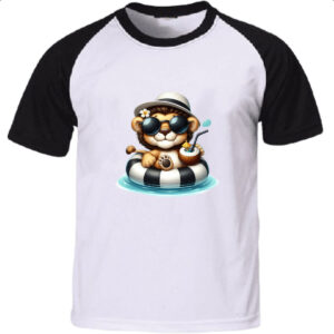 Camiseta Raglan Leao na boia