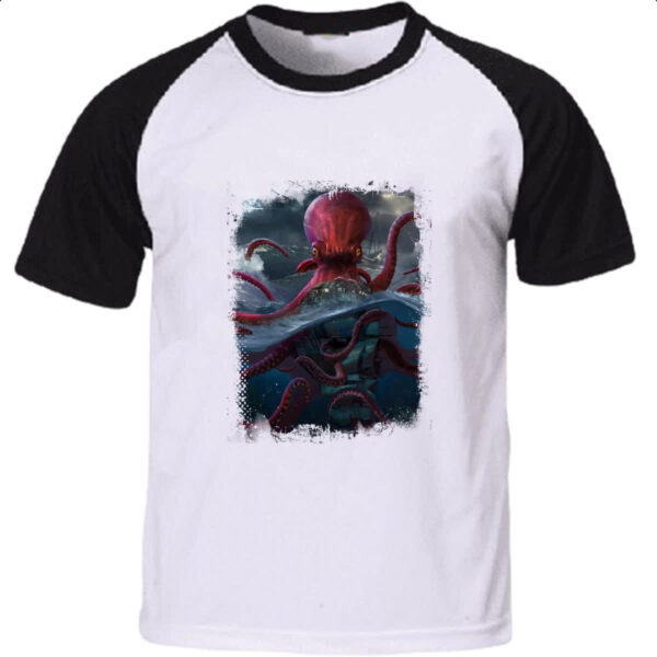 Camiseta Raglan Lendas do Mar Kraken 01