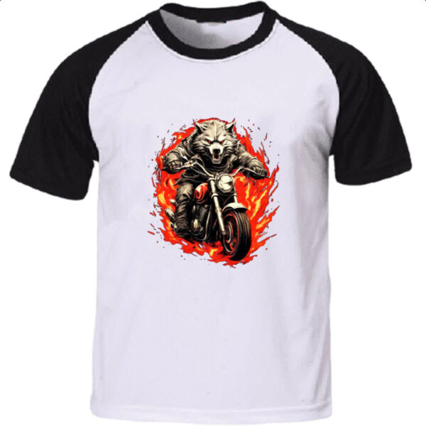 Camiseta Raglan Lobisomen motoqueiro radical