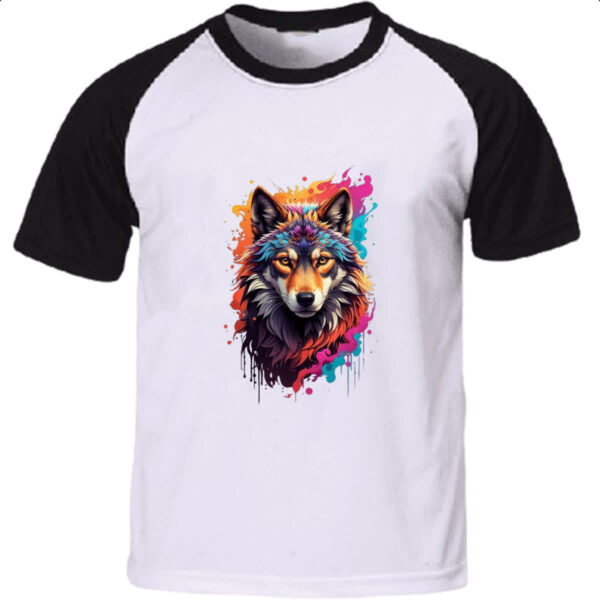 Camiseta Raglan Lobo arte nebulosa
