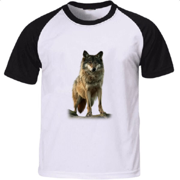 Camiseta Raglan Lobo cinza americano