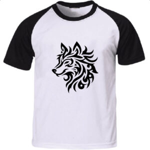 Camiseta Raglan Lobo silhueta tribal