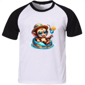 Camiseta Raglan Macaco na boia