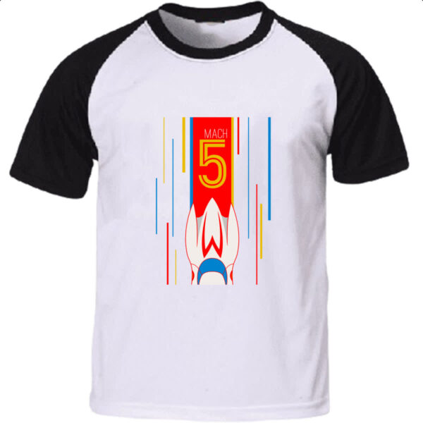 Camiseta Raglan Mach 5 banner e listras