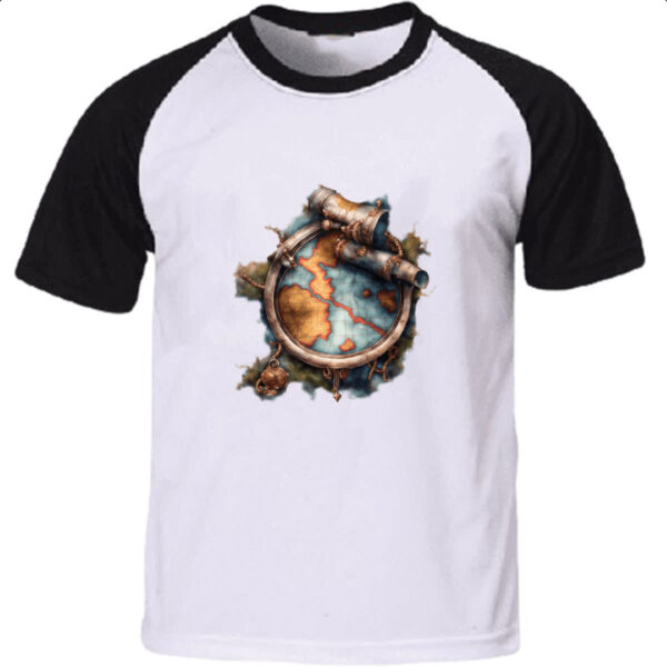 Camiseta Raglan Mapa antigo nautica vintage