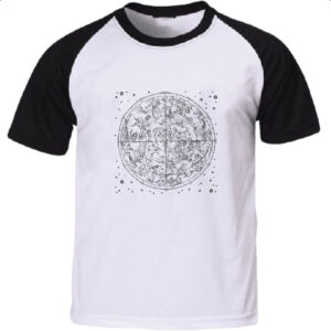 Camiseta Raglan Mapa constelacao do Zodiaco