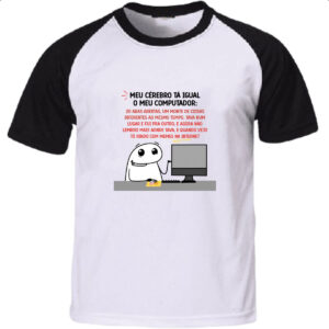 Camiseta Raglan Meu cerebro igual ao computador