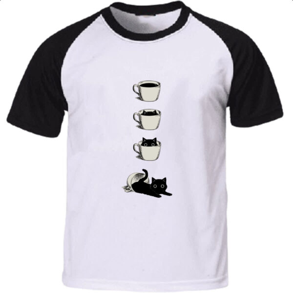 Camiseta Raglan Minha xicara de gato