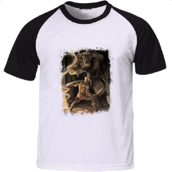 Camiseta Raglan Mitologia Teseu vs Minotauro 01