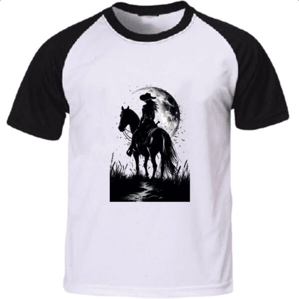 Camiseta Raglan Mulher cowgirl sunset PB