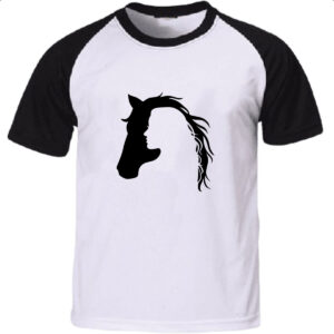 Camiseta Raglan Mulher e cavalo silhueta