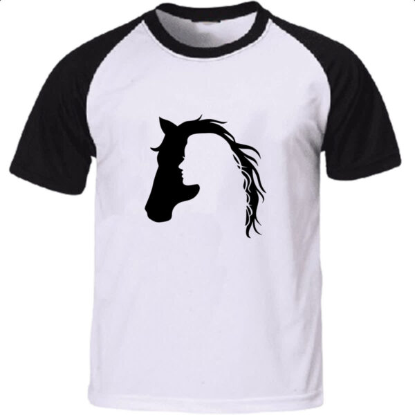 Camiseta Raglan Mulher e cavalo silhueta