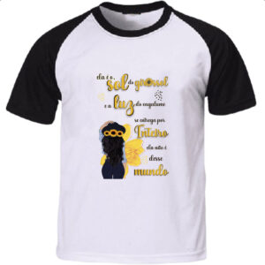 Camiseta Raglan Mulher e o girassol e a luz