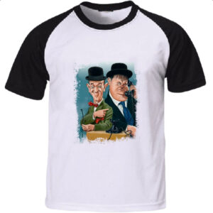 Camiseta Raglan Nostalgia O Gordo e o Magro Caricatura