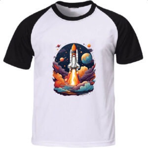Camiseta Raglan Nave Espacial em lancamento