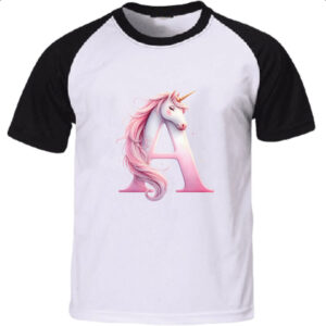 Camiseta Raglan Unicornio Alfabeto Letra A