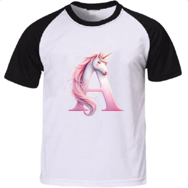 Camiseta Raglan Unicornio Alfabeto Letra A