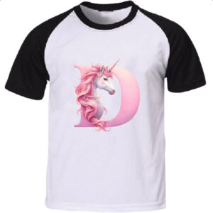 Camiseta Raglan Unicornio Alfabeto Letra D