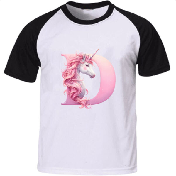 Camiseta Raglan Unicornio Alfabeto Letra D