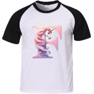 Camiseta Raglan Unicornio Alfabeto Letra F