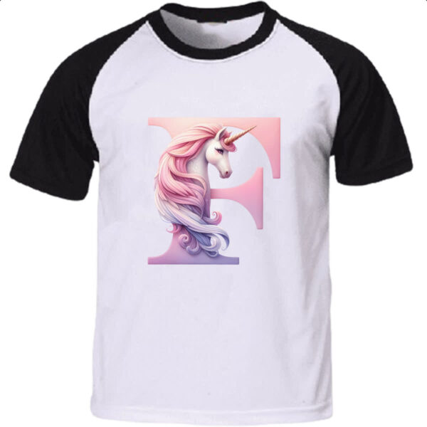 Camiseta Raglan Unicornio Alfabeto Letra F