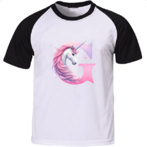 Camiseta Raglan Unicornio Alfabeto Letra G