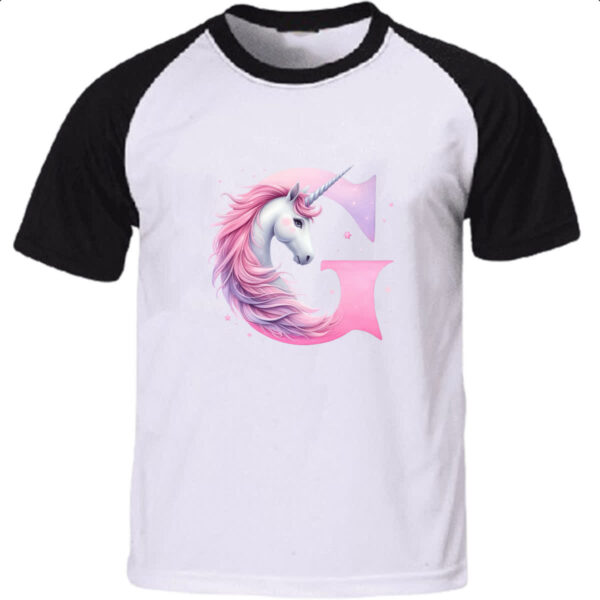 Camiseta Raglan Unicornio Alfabeto Letra G
