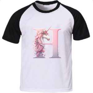 Camiseta Raglan Unicornio Alfabeto Letra H