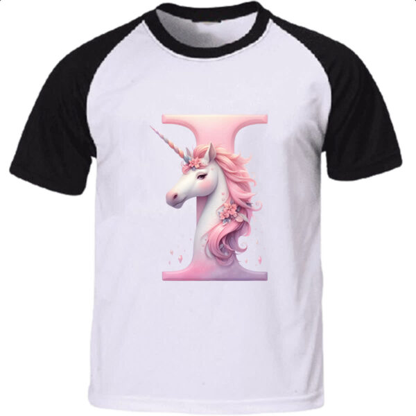 Camiseta Raglan Unicornio Alfabeto Letra I