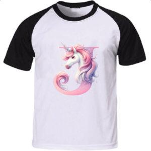 Camiseta Raglan Unicornio Alfabeto Letra J