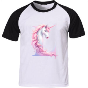 Camiseta Raglan Unicornio Alfabeto Letra L