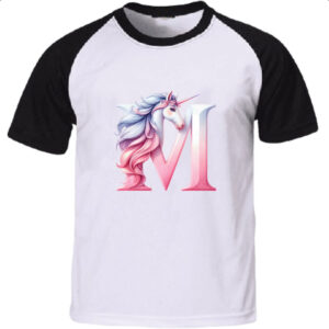 Camiseta Raglan Unicornio Alfabeto Letra M