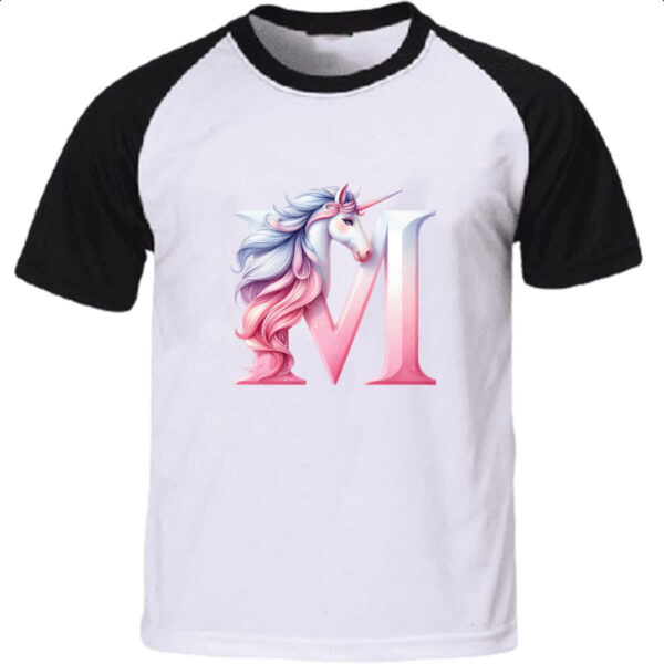 Camiseta Raglan Unicornio Alfabeto Letra M