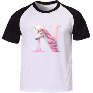 Camiseta Raglan Unicornio Alfabeto Letra N