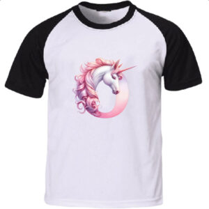 Camiseta Raglan Unicornio Alfabeto Letra O