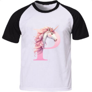 Camiseta Raglan Unicornio Alfabeto Letra P