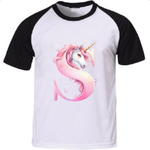 Camiseta Raglan Unicornio Alfabeto Letra S
