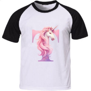 Camiseta Raglan Unicornio Alfabeto Letra T